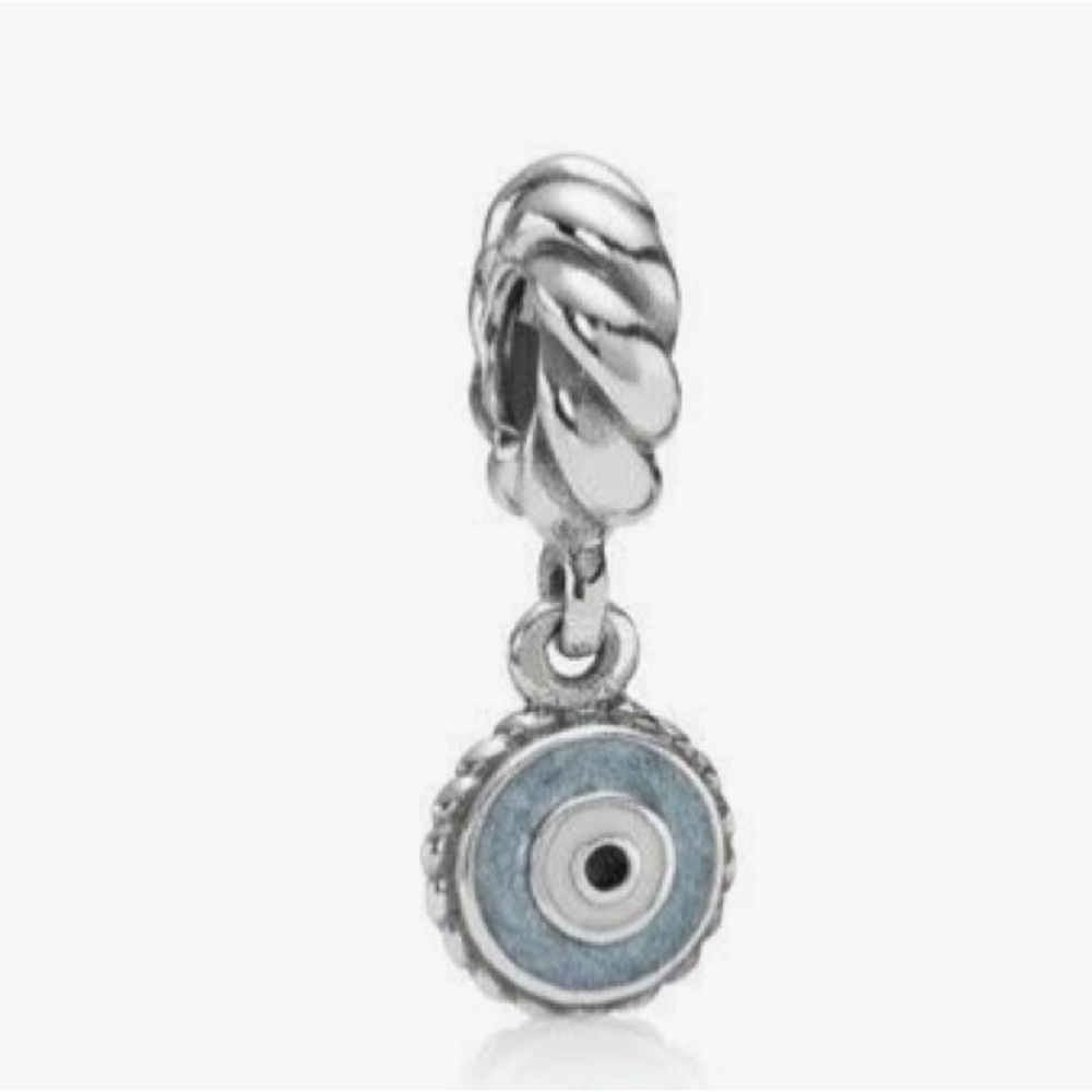 Pandora retired sterling silver blue eye enamel dangle charm